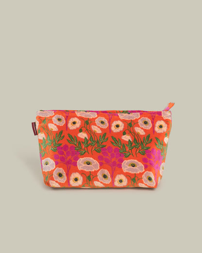 Large Cotton Cosmetics Bag - Poppy Orange