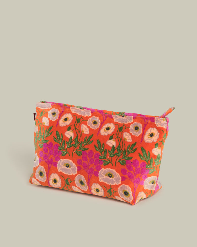 Large Cotton Cosmetics Bag - Poppy Orange