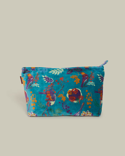 Large Cotton Cosmetics Bag - Birdy Teal
