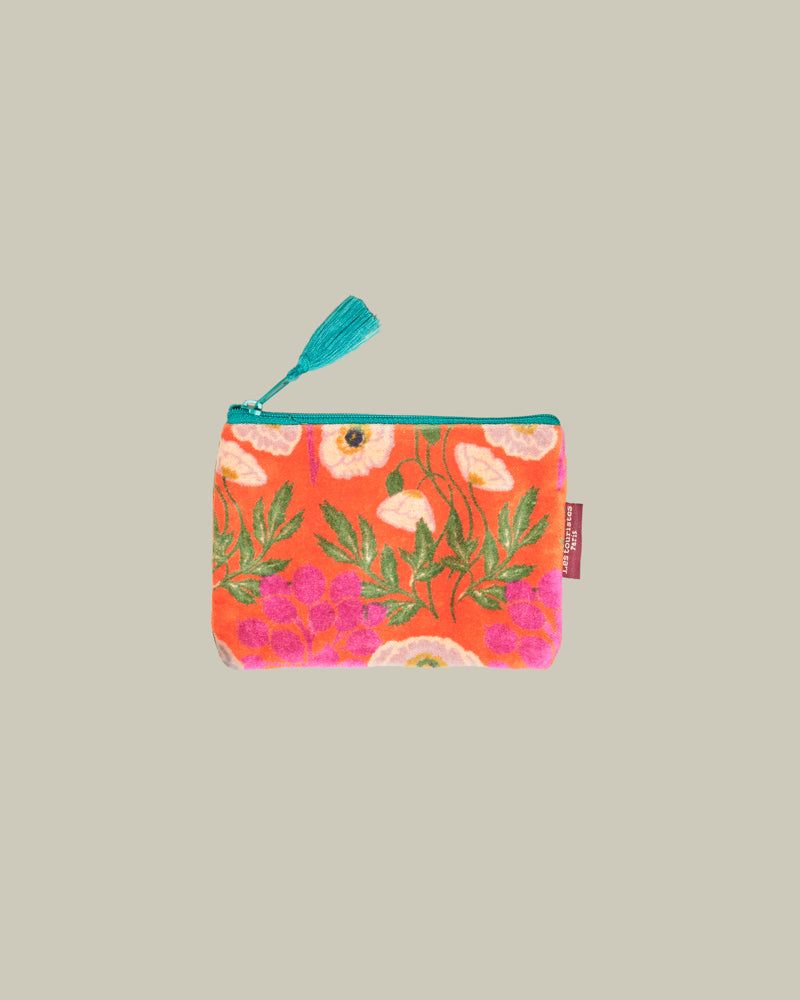 Small Velvet Pouch - Poppy Orange