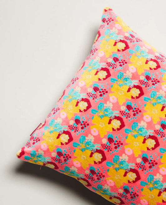 Rectangle Cotton Velvet cushion - Mackintosh coral