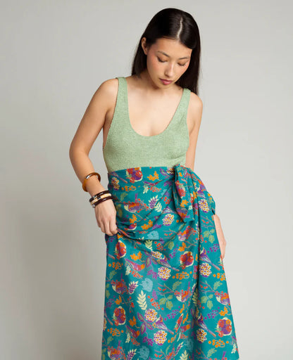 Les Touristes Cotton Scarf - Birdy teal