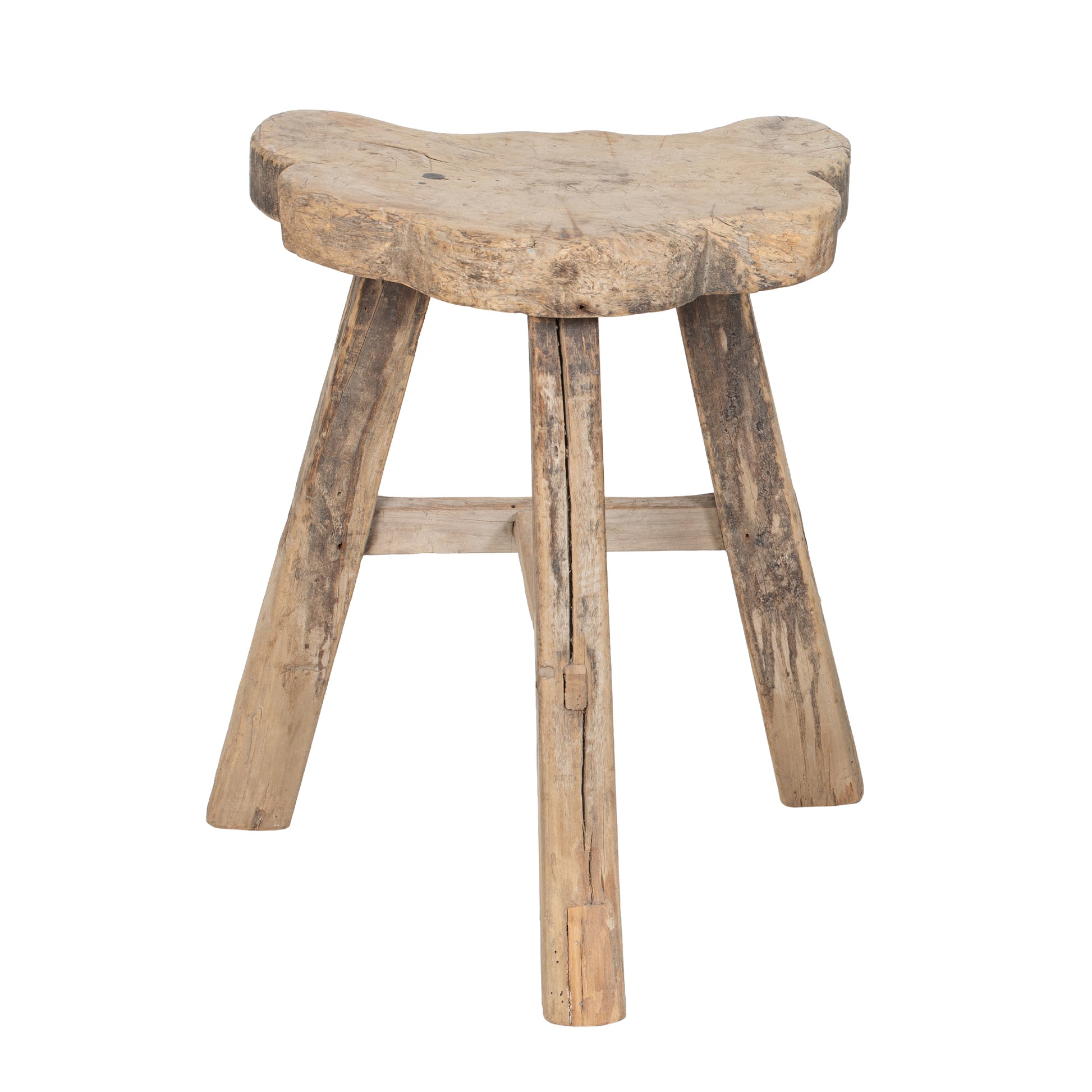 Vintage Chinese Elm 3 Leg Stool No.01