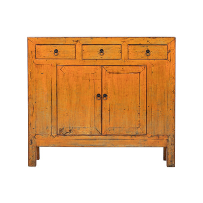 Vintage Medium ShanDong Cabinet in Yellow with Three Drawers