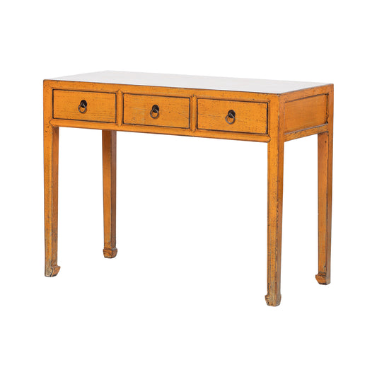 Yellow Chinese Desk with Three Drawers from ShanDong