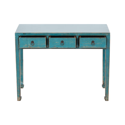 Blue Chinese Desk with Three Drawers from ShanDong