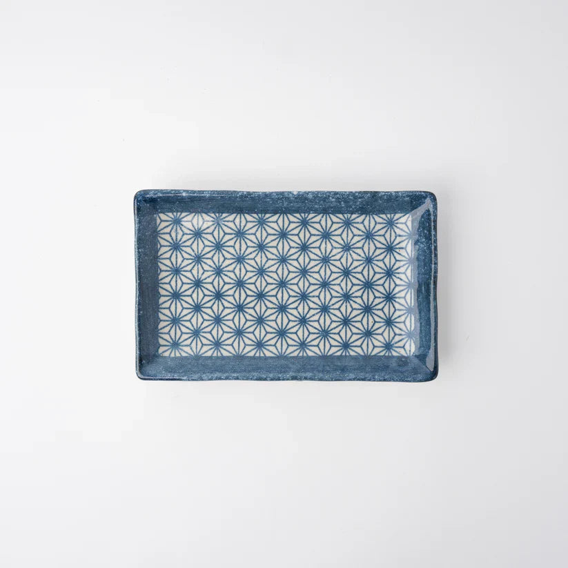Indigo Ikat Starburst Rectangle Plate
