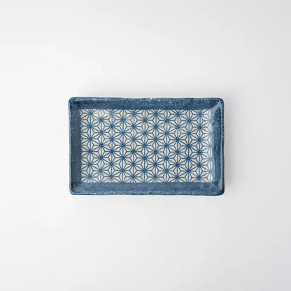 Indigo Ikat Starburst Rectangle Plate