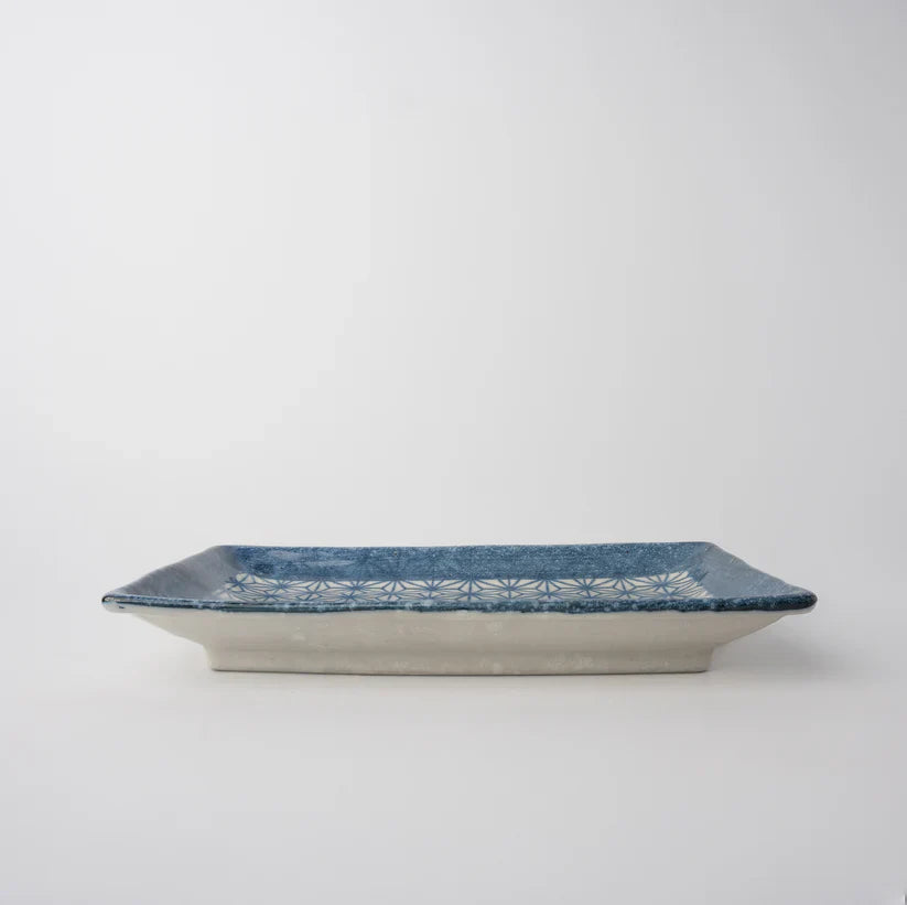 Indigo Ikat Starburst Rectangle Plate