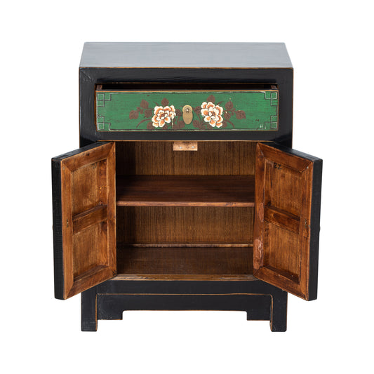 Small Chinese handpainted Cabinets Green Black