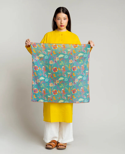Les Touristes Square Scarf - Birdy Teal