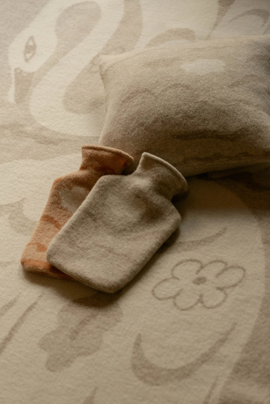 Wool Cover Hot Water Bottle - Cinnamon White Cloud