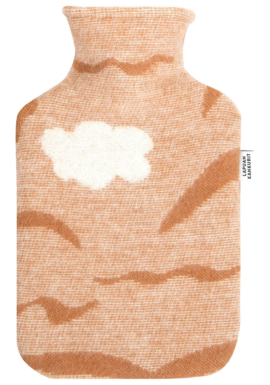 Wool Cover Hot Water Bottle - Cinnamon White Cloud