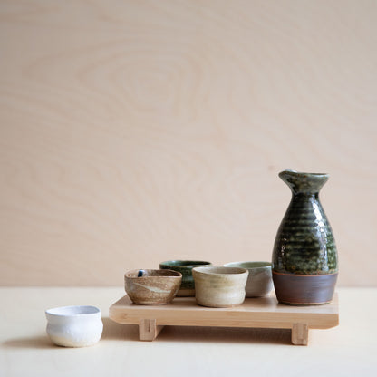 5 Sake Cups in Wooden Box - Rouge