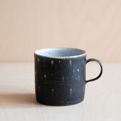Black Green Dot Ceramic Wide Mug 01 by Wang Xinghua