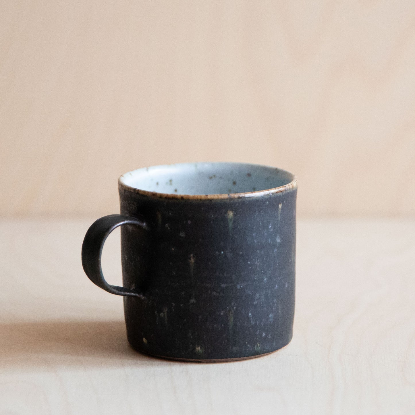 Black Green Dot Ceramic Wide Mug 01 by Wang Xinghua