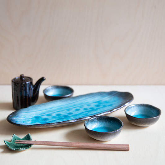 Turquoise Crackle Glass Glaze Dish – Small