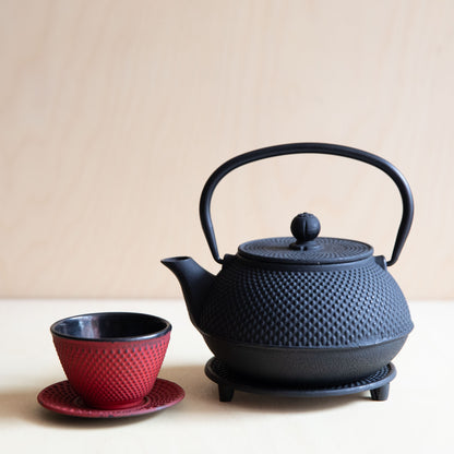 Red Cast Iron teacup and saucer
