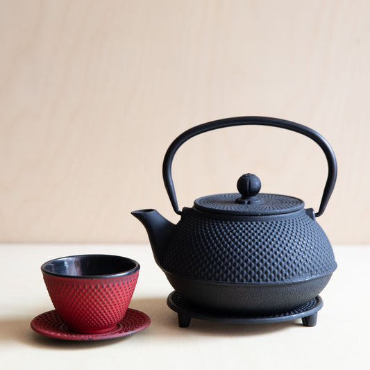 Red Cast Iron teacup and saucer