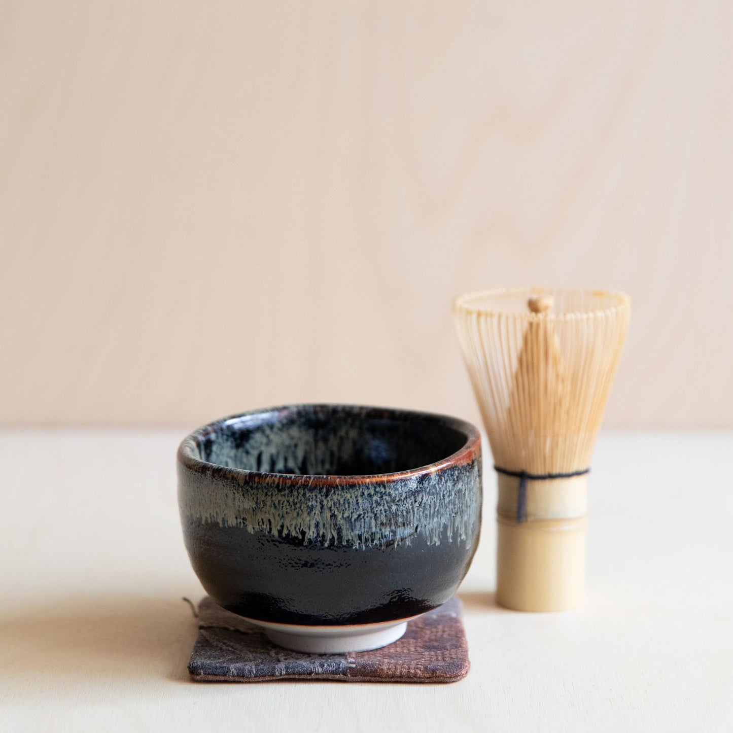 Japanese Black Drip Glaze  Matcha Tea Bowl
