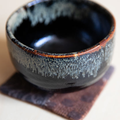 Japanese Black Drip Glaze  Matcha Tea Bowl