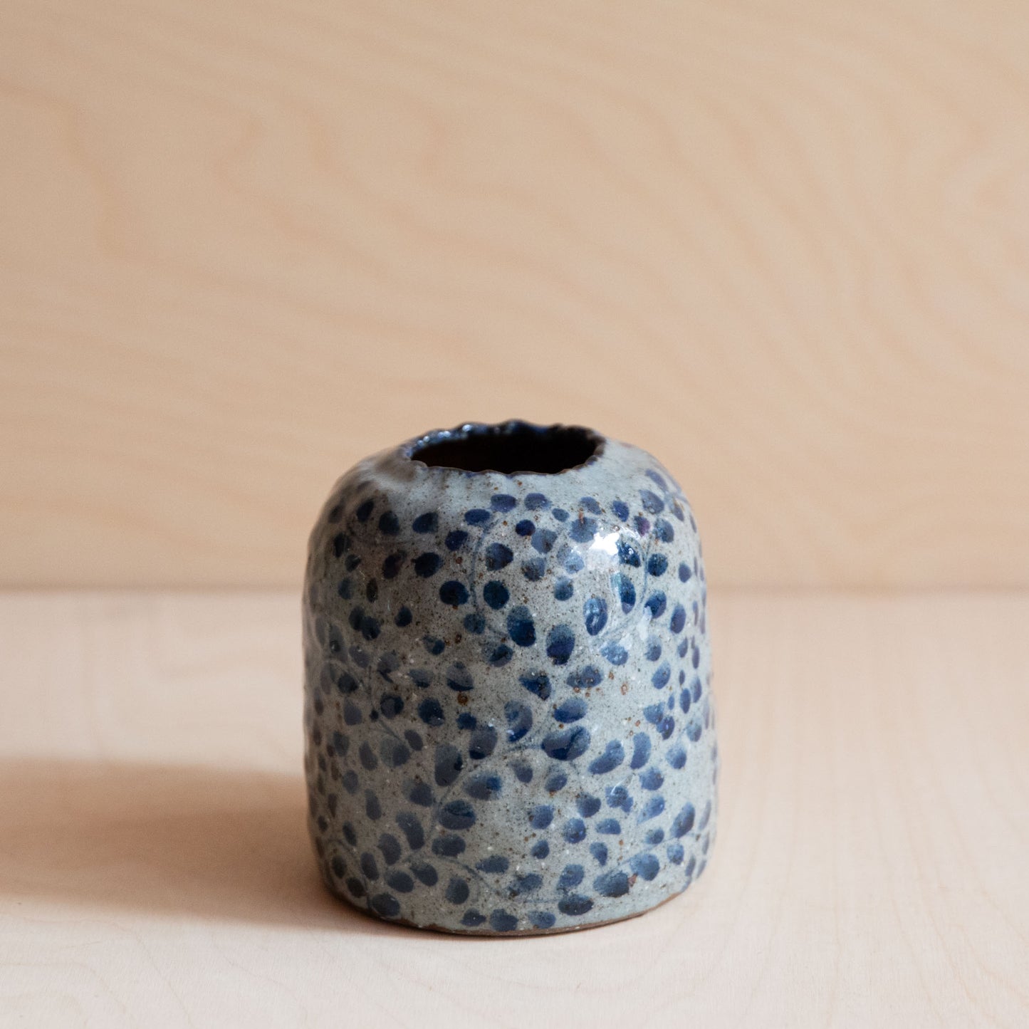 Course Clay Vase with Blue Leaf by Zhang Min
