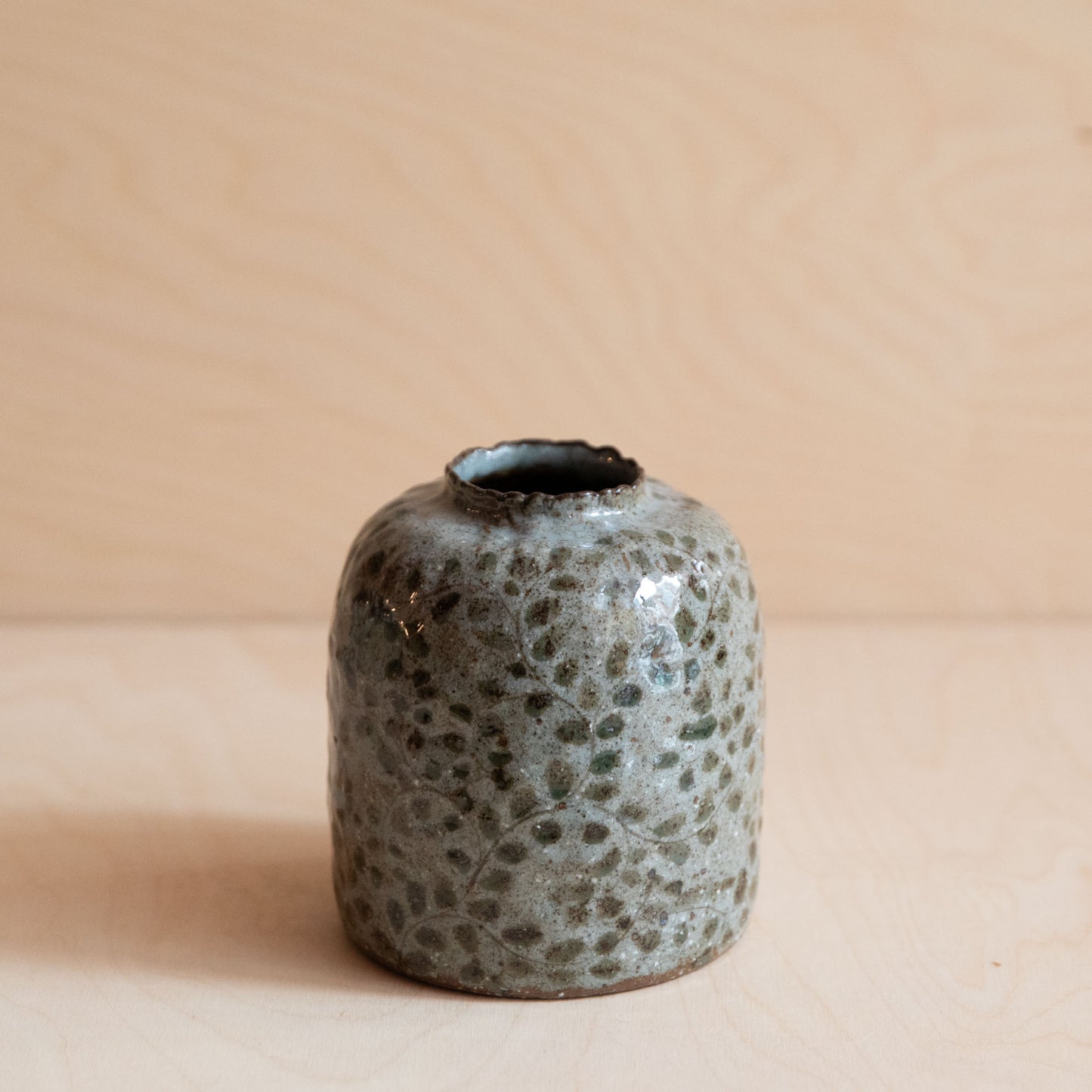 Course Clay Vase with Green Leaf 02 by Zhang Min
