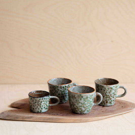 Course Clay Cups with Green Flowers 01 by Zhang Min
