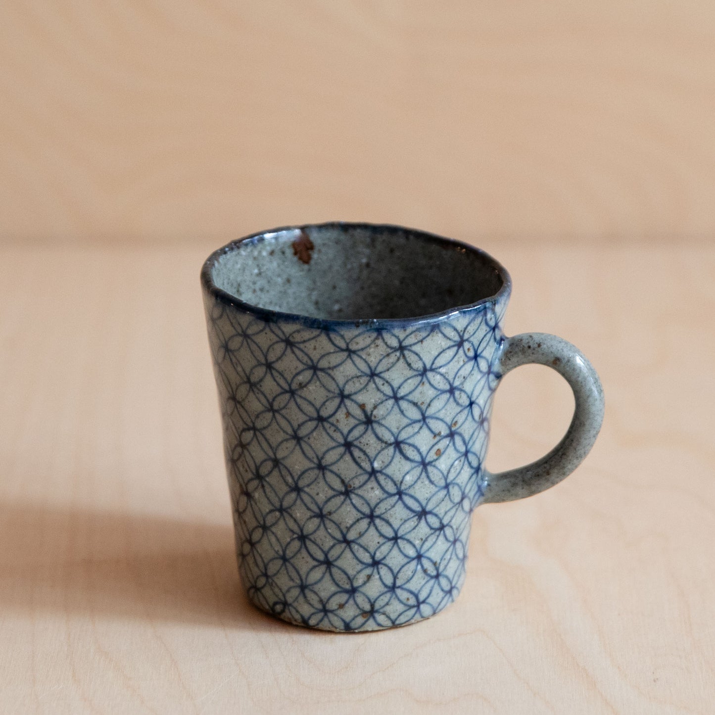 Course Clay Teacup with Blue Geometric Pattern 01 by Zhang Min