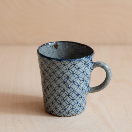 Course Clay Teacup with Blue Geometric Pattern 01 by Zhang Min