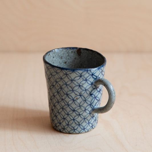 Course Clay Teacup with Blue Geometric Pattern 01 by Zhang Min