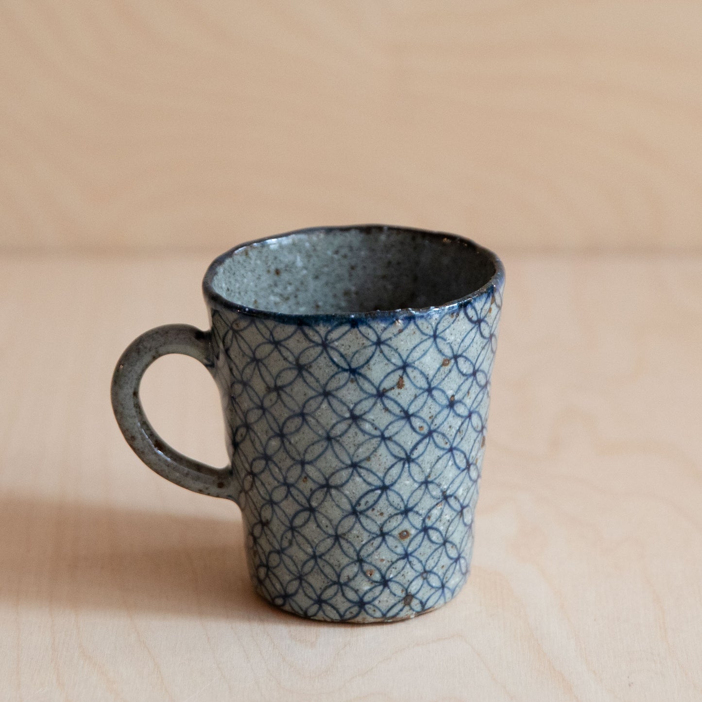 Course Clay Teacup with Blue Geometric Pattern 01 by Zhang Min
