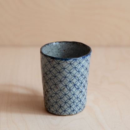 Course Clay Teacup with Blue Geometric Pattern 01 by Zhang Min
