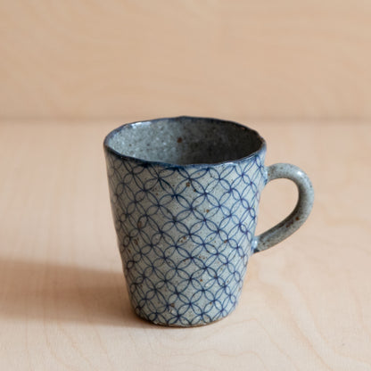 Course Clay Teacup with Blue Geometric Pattern 02 by Zhang Min