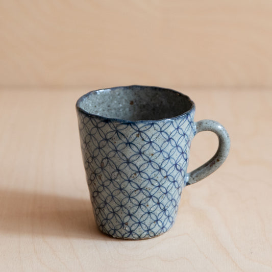 Course Clay Teacup with Blue Geometric Pattern 02 by Zhang Min