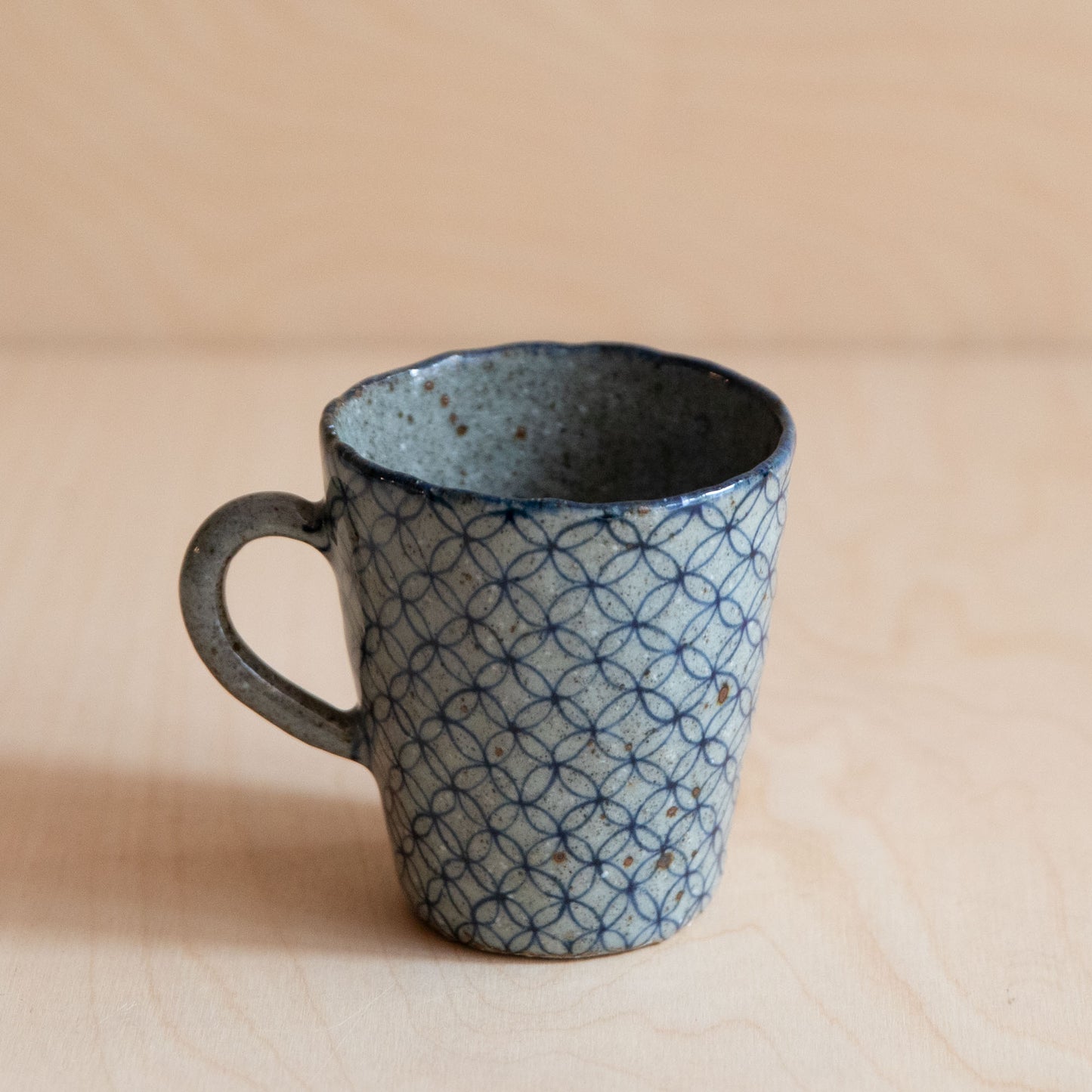 Course Clay Teacup with Blue Geometric Pattern 02 by Zhang Min