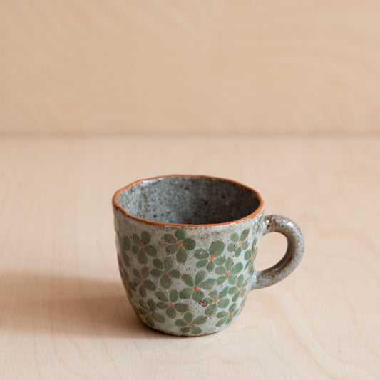 Course Clay Cups with Green Flowers 01 by Zhang Min