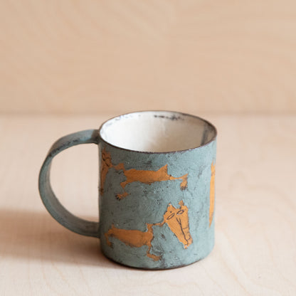 Green & Orange Cat Ceramic Mug