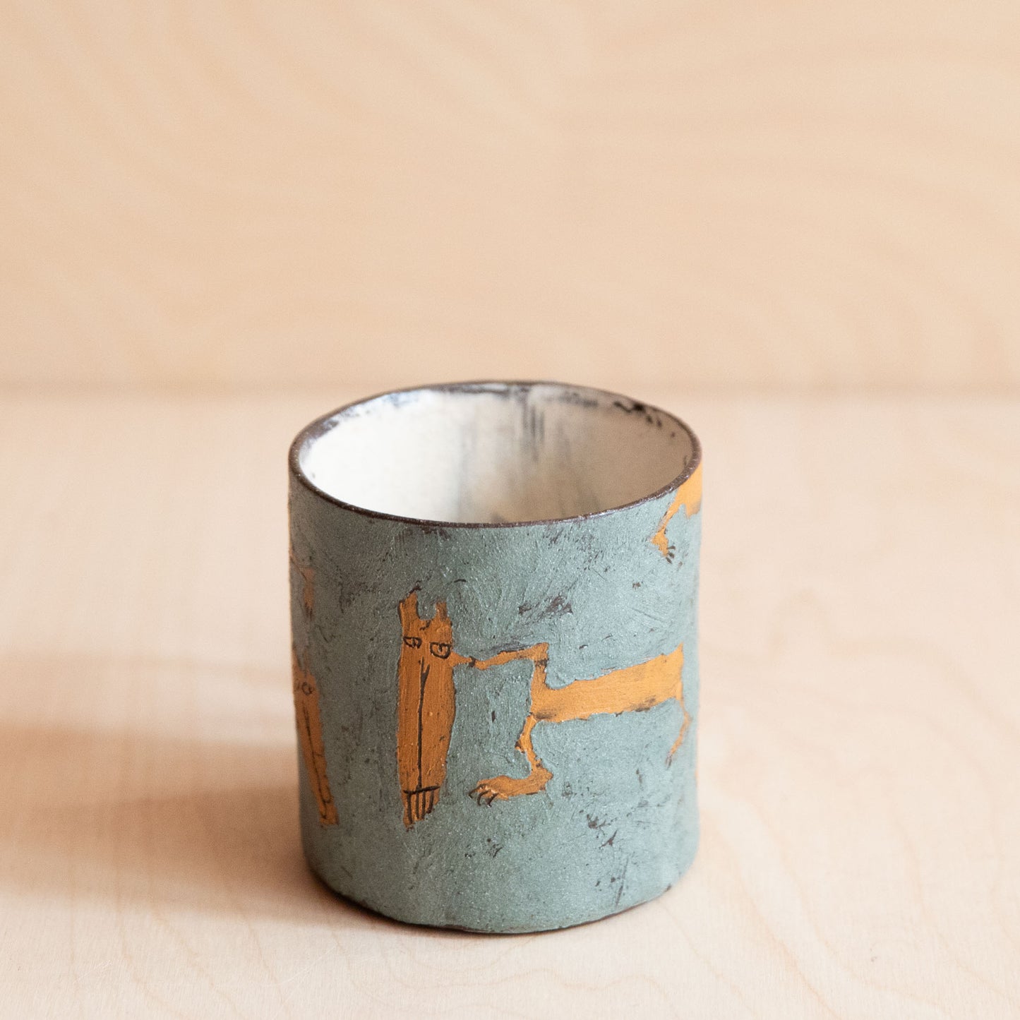 Green & Orange Cat Ceramic Mug