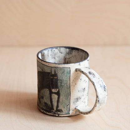 Black Cat with Teeth Ceramic Mug