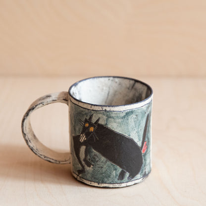Black Cat with Teeth Ceramic Mug