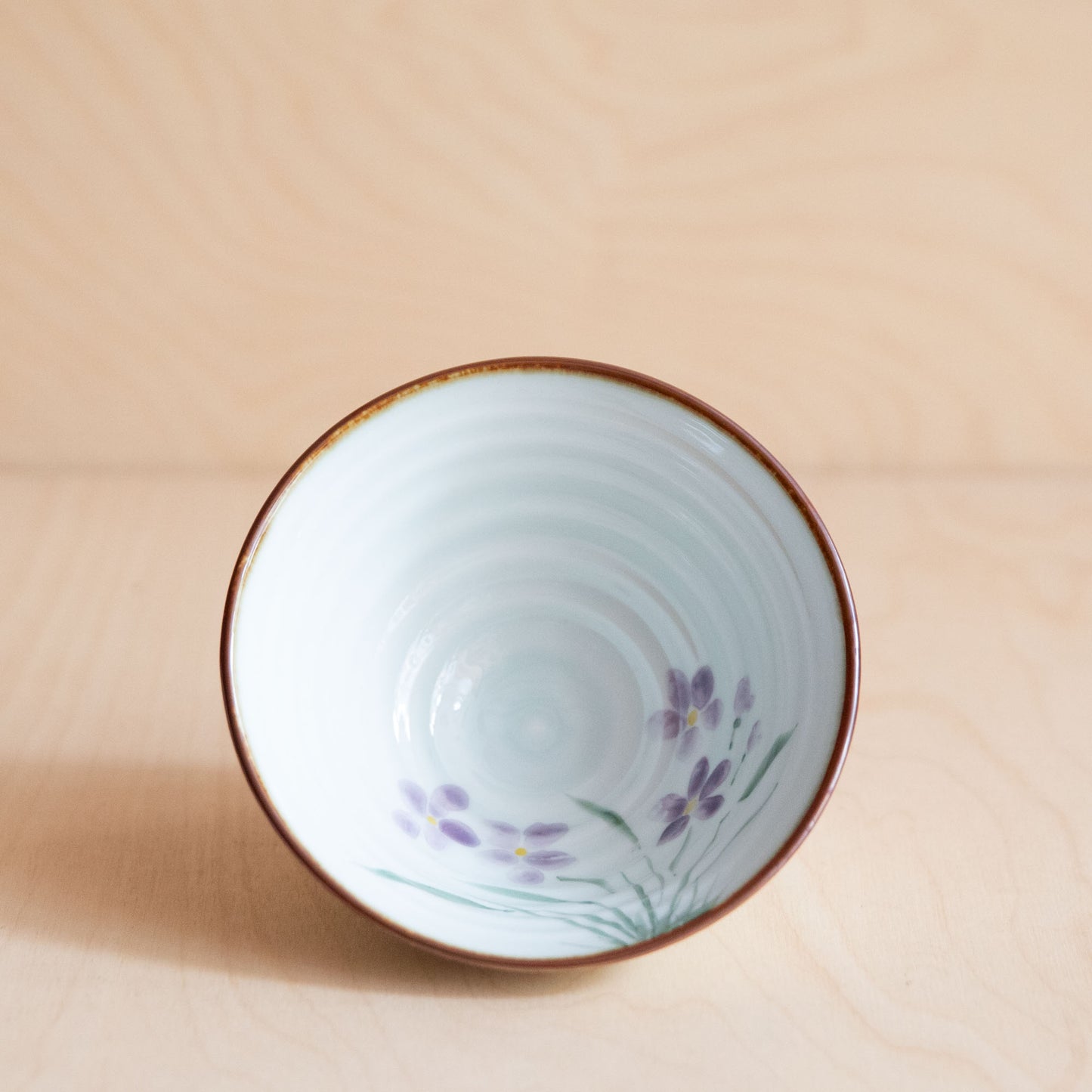 Hand Painted Rice Bowls from Jingdezhen - Purple Viola Flower