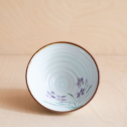Hand Painted Rice Bowls from Jingdezhen - Purple Viola Flower