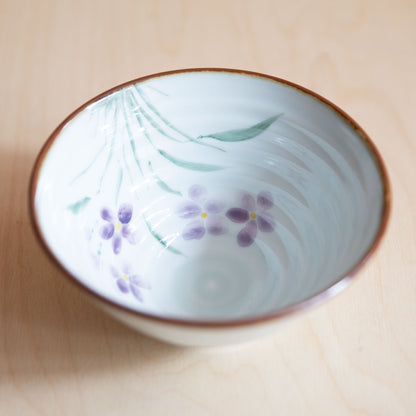 Hand Painted Rice Bowls from Jingdezhen - Purple Viola Flower