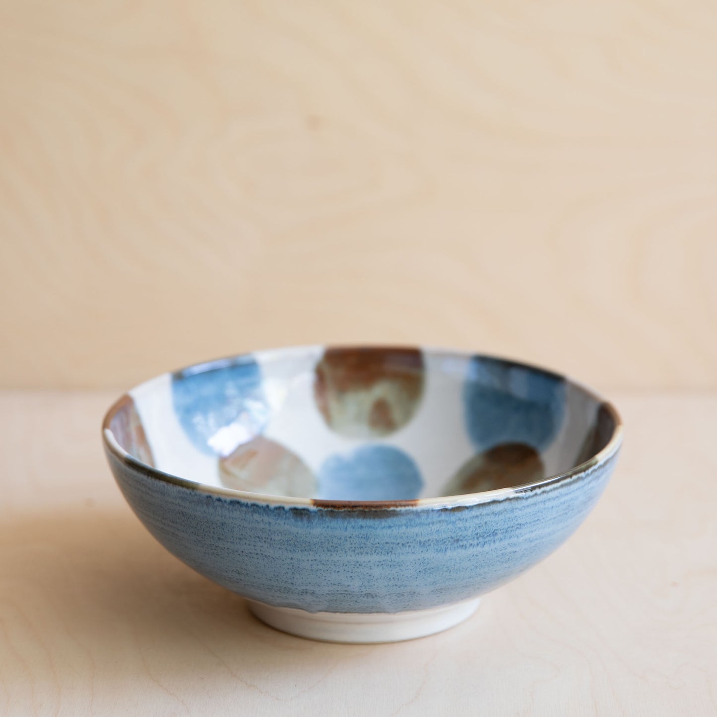 Blue & Brown Large Bowls - Blue & Brown Dots