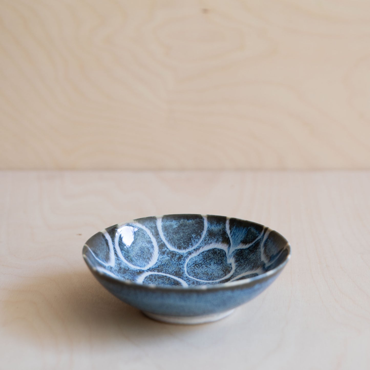 Blue & Brown Small Bowls - Blue with White Rings