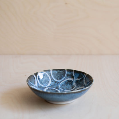 Blue & Brown Small Bowls - Blue with White Rings