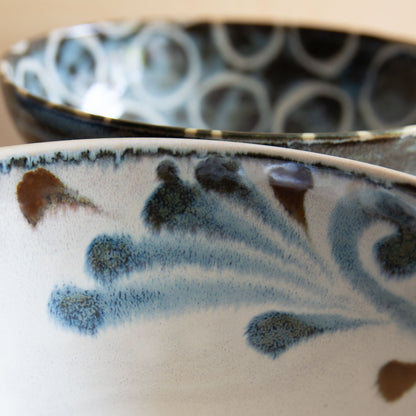 Blue & Brown Large Bowls - Blue & Brown Arabesque