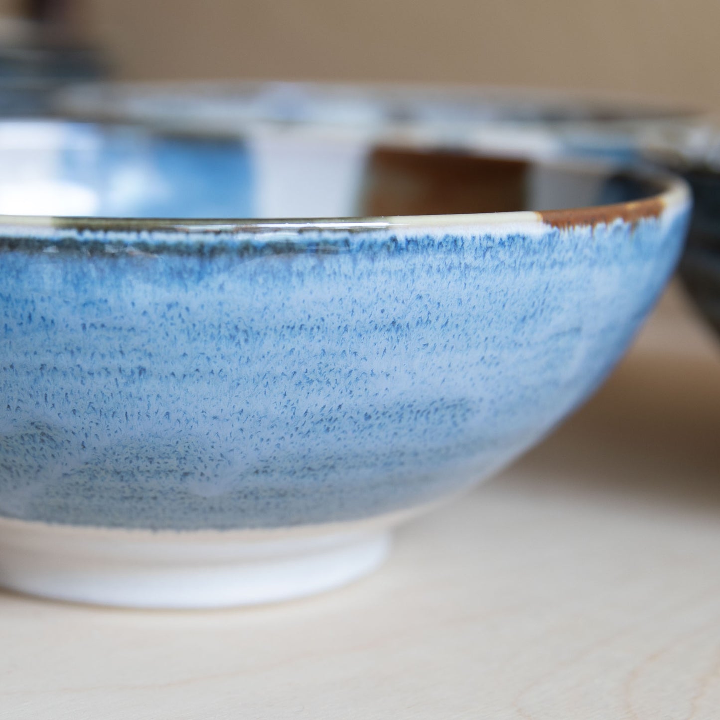 Blue & Brown Large Bowls - Blue & Brown Dots