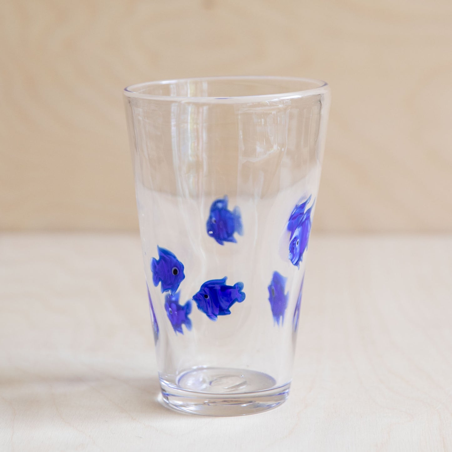 Blue Goldfish Glass Tall